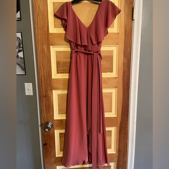 Baltic Born Katya Ruffle Maxi Dress in Rosewood Color (Coral pink) Size XS - Picture 5 of 12